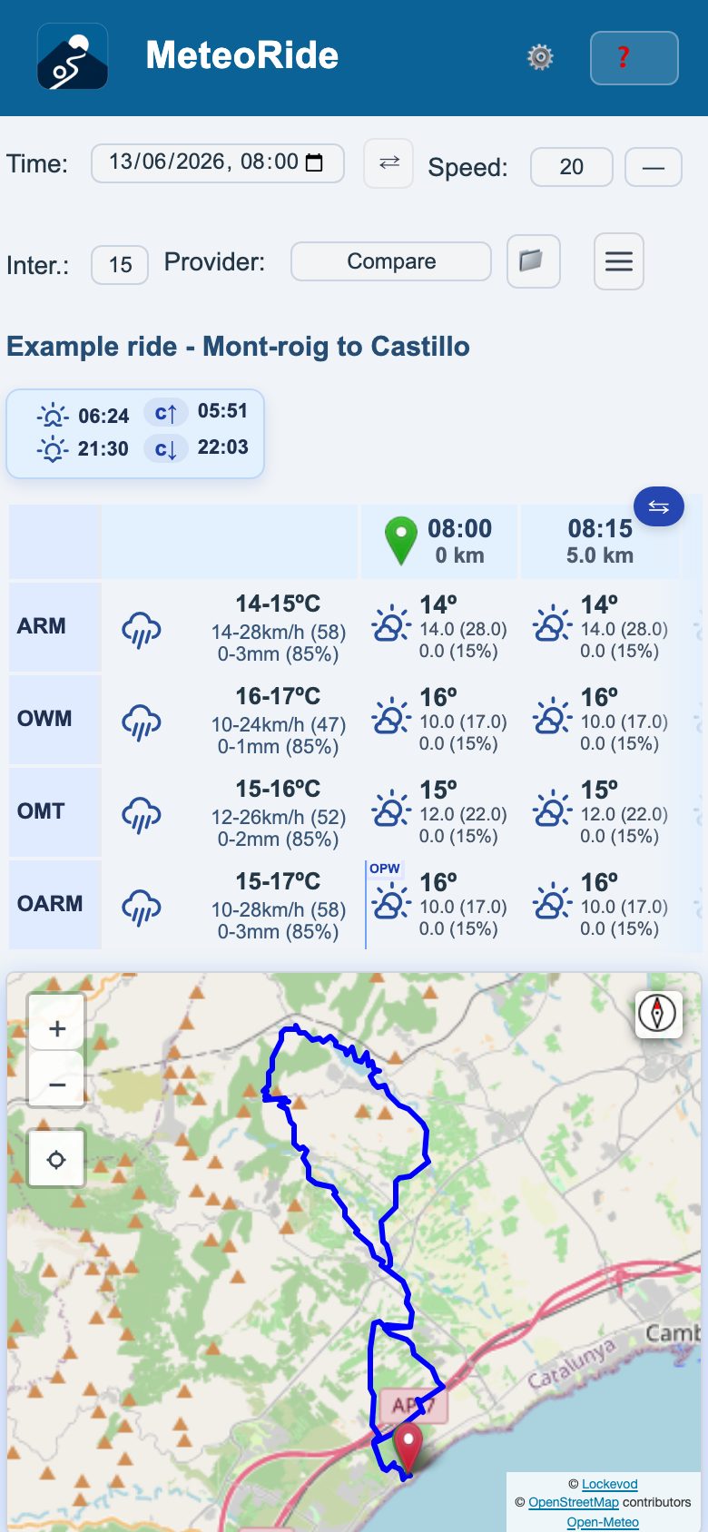 Comparing providers on a phone