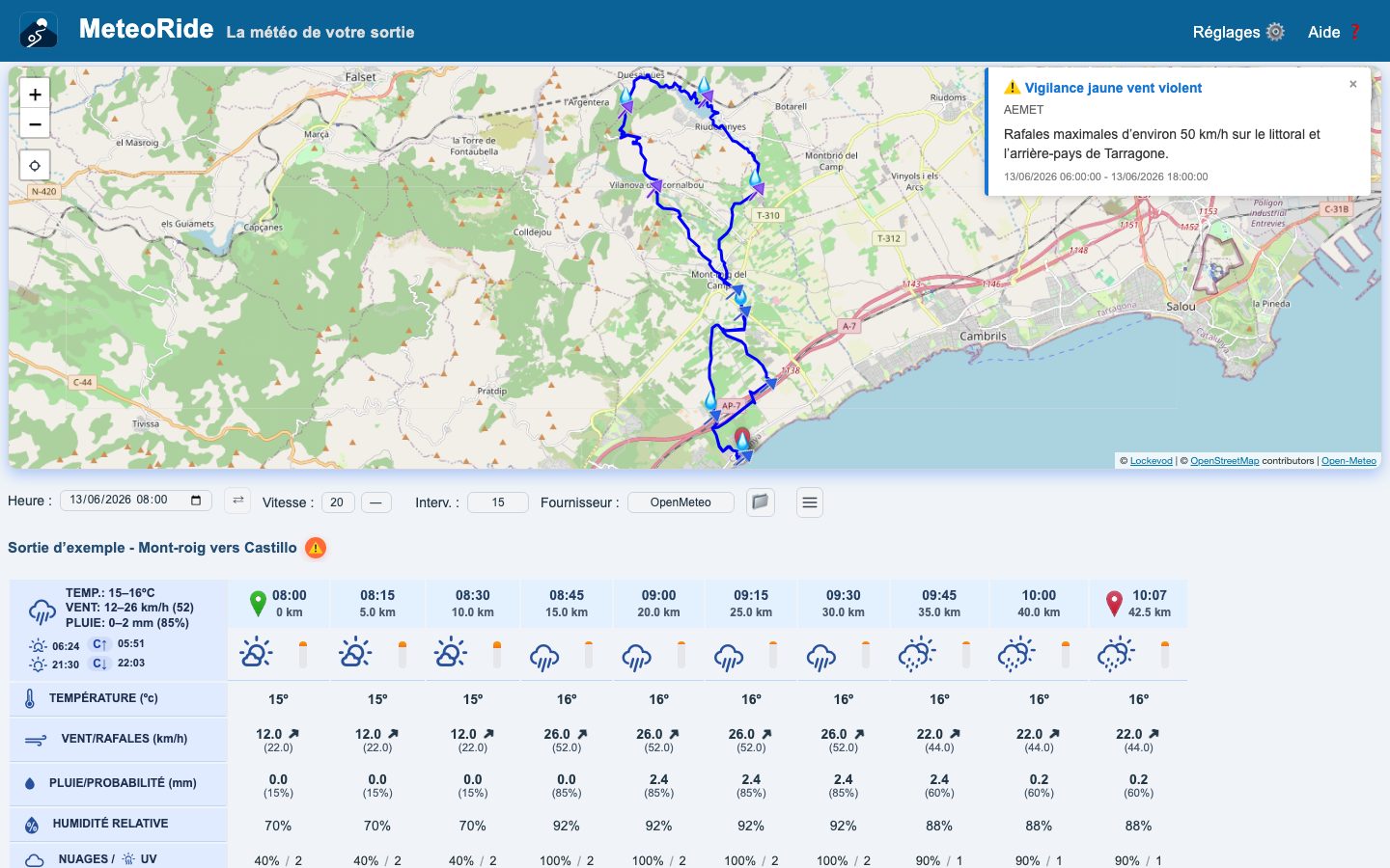Une alerte officielle sur le parcours, sur un ordinateur portable